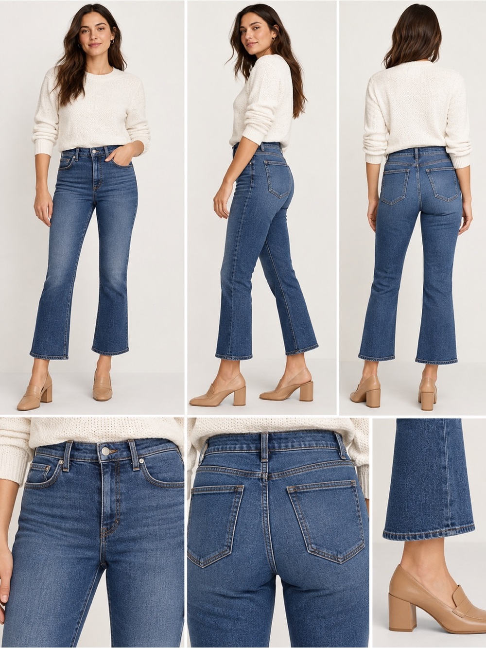 Loft Woman’s The Kick Cropped High Rise Jeans Size 28/6 Medium Wash